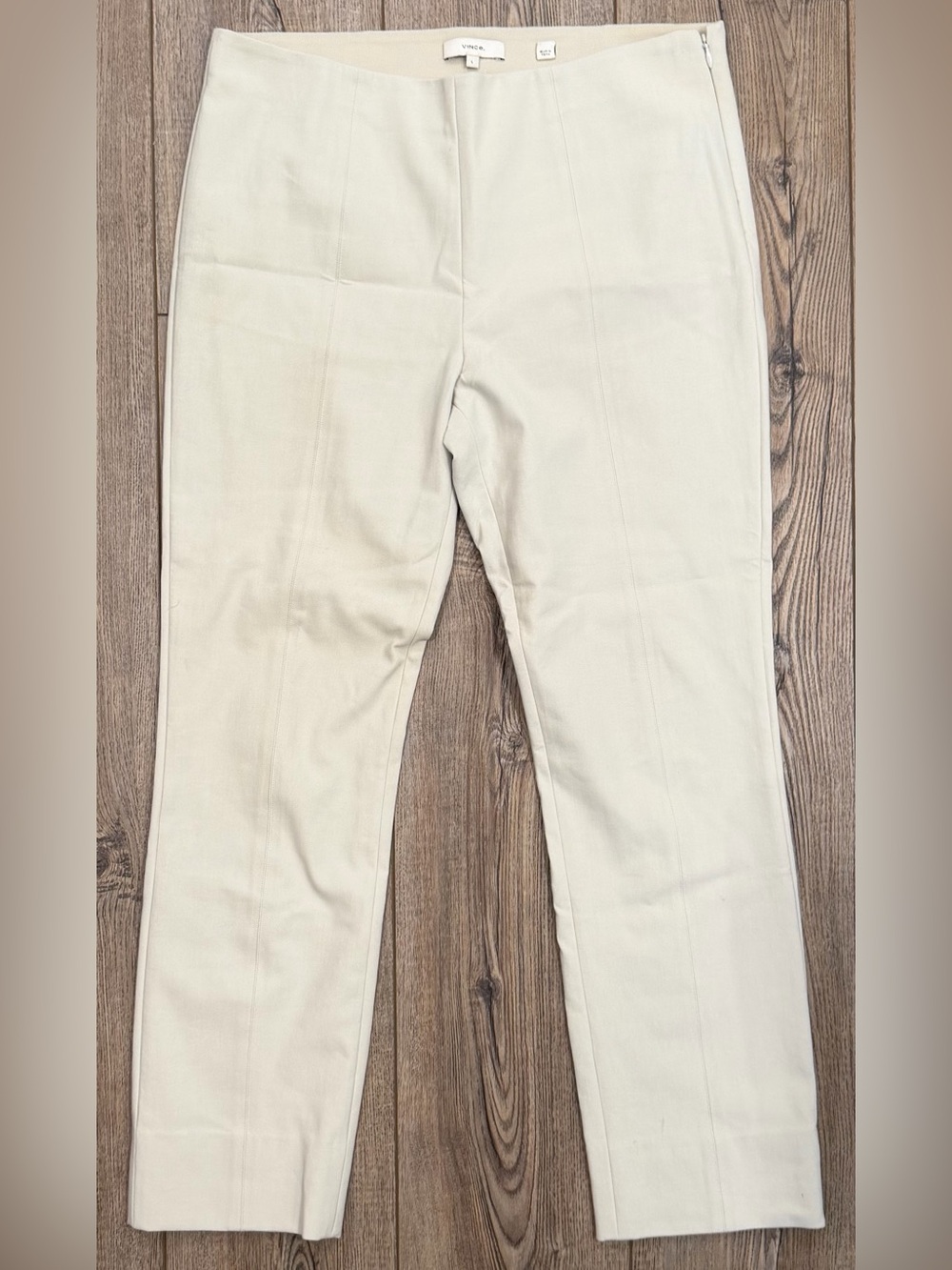 Vince Bobbi High-Rise Stitch-Seam Ponte Legging Gesso Beige Women's Size L